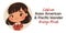 Asian American, Pacific Islander Heritage month vector banner with cute Asian American smiling girl. Greeting card, AAPI