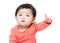 Asian baby girl finger pointing front