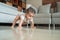 Asian baby learn to crawl