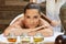 Asian back massage theraphy spa hot stone