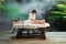 Asian back massage theraphy spa hot stone