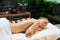 Asian back massage therapy spa hot stone