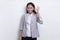 Asian beautiful business woman with ok sign gesture tumb up  on white background