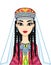 Asian beauty. Animation portrait of a beautiful girl in ancient national cap and jewelry.