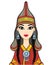 Asian beauty. Animation portrait of a beautiful girl in ancient national cap and jewelry. Central Asia.
