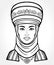 Asian beauty. Animation portrait of a beautiful girl in ancient national turban. Married woman `s headdress