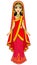 Asian beauty. Animation portrait of the young Indian girl in traditional clothes. Fairy tale princess.