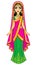 Asian beauty. Animation portrait of the young Indian girl in traditional clothes. Fairy tale princess.