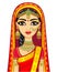 Asian beauty. Animation portrait of the young Indian girl in traditional clothes. Fairy tale princess.