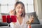 Asian blogger woman recording video makeup cosmetic