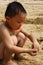 Asian boy at beach