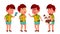 Asian Boy Kindergarten Kid Poses Set Vector. Caucasian Child Expression. Activity. For Banner, Flyer, Web Design