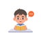 A Asian boy study reading the book on the desk, illustration cartoon character vector design on white background. kid and