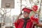Asian boys face frowning Red graduation gown