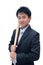 Asian Business man holding baseball bat