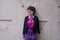 Asian business woman with Thai silk purple dress