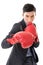 Asian businessman with boxing gloves