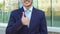 Asian businessman show gesture thumbs up