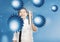Asian businessman spraying disinfectant to coronavirus