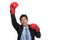 Asian businessman win fight fist pump for success