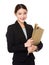 Asian businessswoman hold with folder