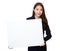 Asian Businesswoman show with blank white banner