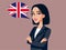 Asian Businesswoman Speaking English Vector Cartoon