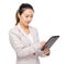 Asian businesswoman touch on digital tablet