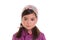 Asian child kid girl winter portrait purple coat and wool cap