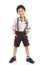Asian child standing on white background