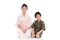Asian children in Japanese Traditional Dress sitting