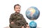 Asian children wearing military pilot suit toothy smiling face w