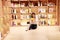 Asian Chinese beautiful pretty cute woman girl student Teenager read book in bookstore library