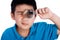 Asian Chinese Boy Holding Magnifying Glass