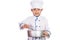 Asian Chinese Boy in white chef uniform Baking Cookies