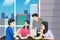 Asian Chinese Business People Teamwork Meeting Vector Illustration