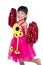 Asian Chinese cheerleader girl holding a pompom