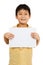 Asian Chinese Children Holding blank white board.