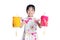 Asian chinese little girl holding latern celebrate mid-autumn fe