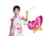 Asian chinese little girl holding latern celebrate mid-autumn fe