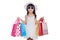 Asian Chinese little girl holding shopping bags