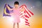 Asian Chinese little girl with Malaysian Flag