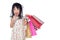 Asian chinese little girl with shopping bags