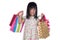 Asian chinese little girl with shopping bags