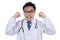 Asian Chinese male frustrated crazy doctor screaming
