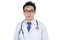 Asian Chinese male frustrated doctor with stethoscope