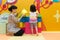 Asian Chinese Mom and Daugther Playing Giant Blocks