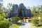 Asian Chinese, Tianjin Wuqing, Green Expo Garden landscape, rockery, wooden bridge