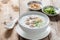 Asian congee with minced pork.