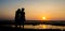 Asian of couple Lesbian romantic hugging on the beach Sunset background Summer honeymoon vacation and holidays shoot photo by